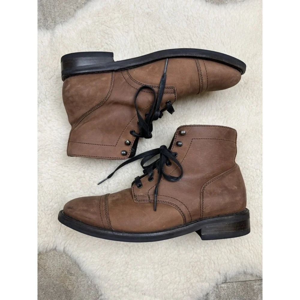 Thursday Everyday Brown Leather Suede The Captain Combat Lace Up Boots Men's 9